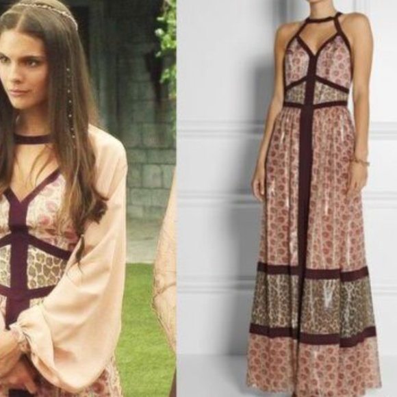 TAMARA MELLON Leopard Print Metallic Maxi Bohemian Gown - Picture 4 of 11